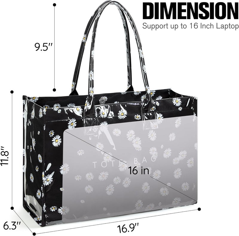 KALIDI FANCY FOREST KALIDI PVC Tote Bag Women’s Kraft Paper Work Handbags Purses with Top Handle - Image 4
